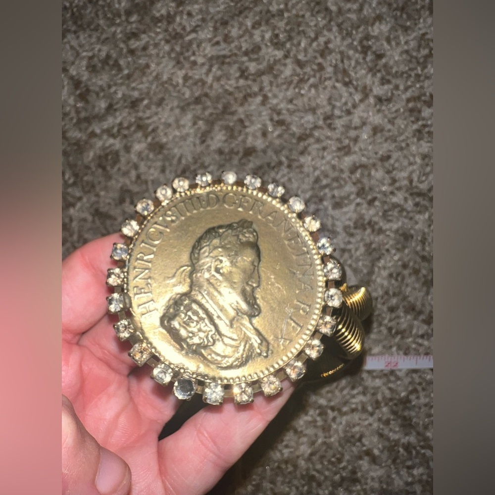 Braided gold Metal snake Chain Belt Gold Coin Medallion with Crystal Rhinestones - Picture 2 of 8